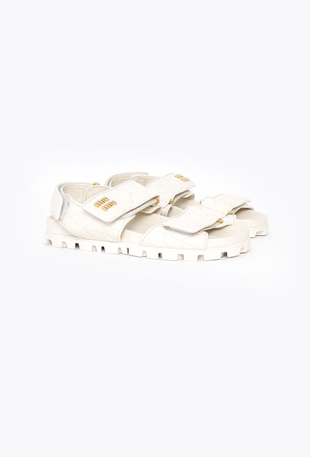 Miu Miu 2024 Quilted Leather Logo Sandals - 3