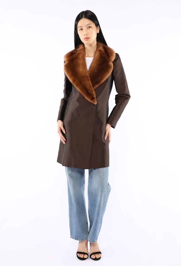 Dolce & Gabbana Silk & Mink Fur Trim Coat, 1997 - 3