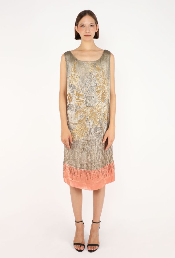 Antique Hand-Embellished Lamé Flapper Dress, 1920s - 1