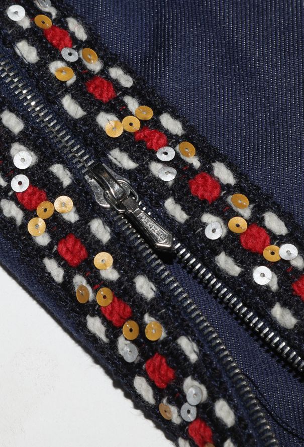 Chanel F/W 2004 Embroidered Trim Denim Dress - 7 Chanel F/W 2004 Embroidered Trim Denim Dress - 7