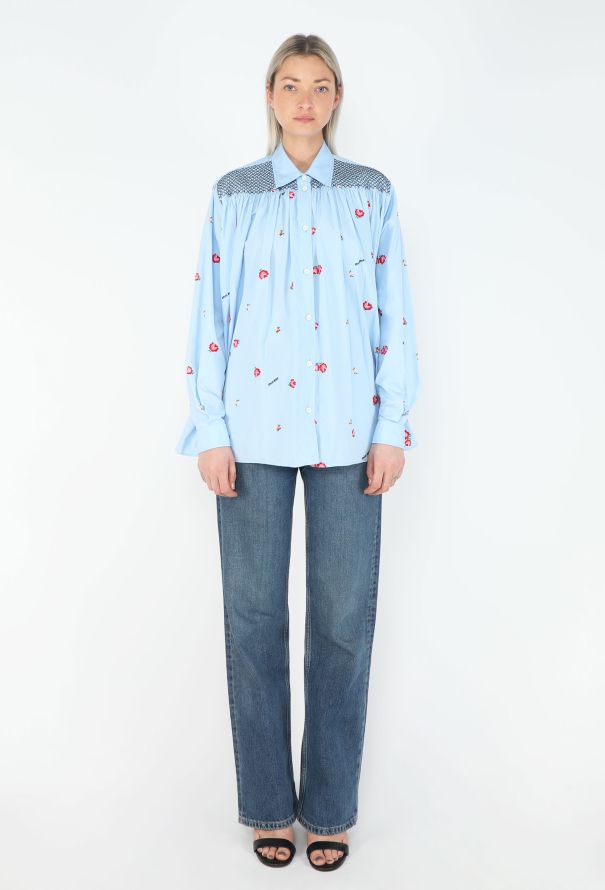 Miu Miu 2019 Embroidered Shirred Blouse - 2