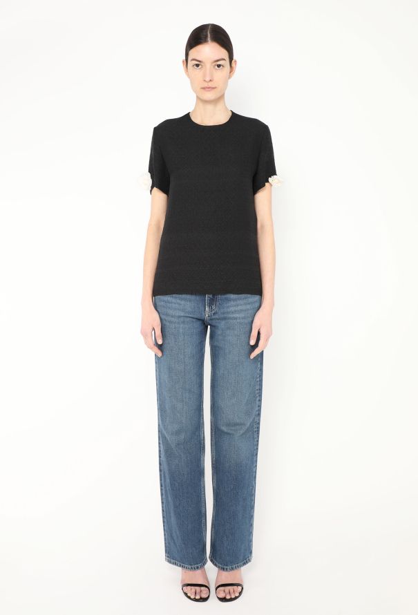 Chanel 2020 Camelia Brooch Silk Top - 2 Chanel 2020 Camelia Brooch Silk Top - 2