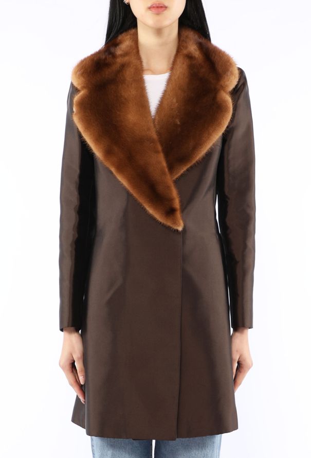 Dolce & Gabbana Silk & Mink Fur Trim Coat, 1997 - 5