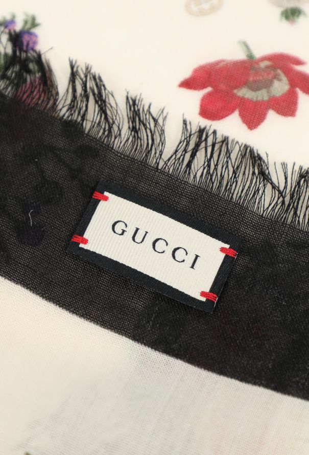 Gucci Floral Frayed Trim Shawl - 5