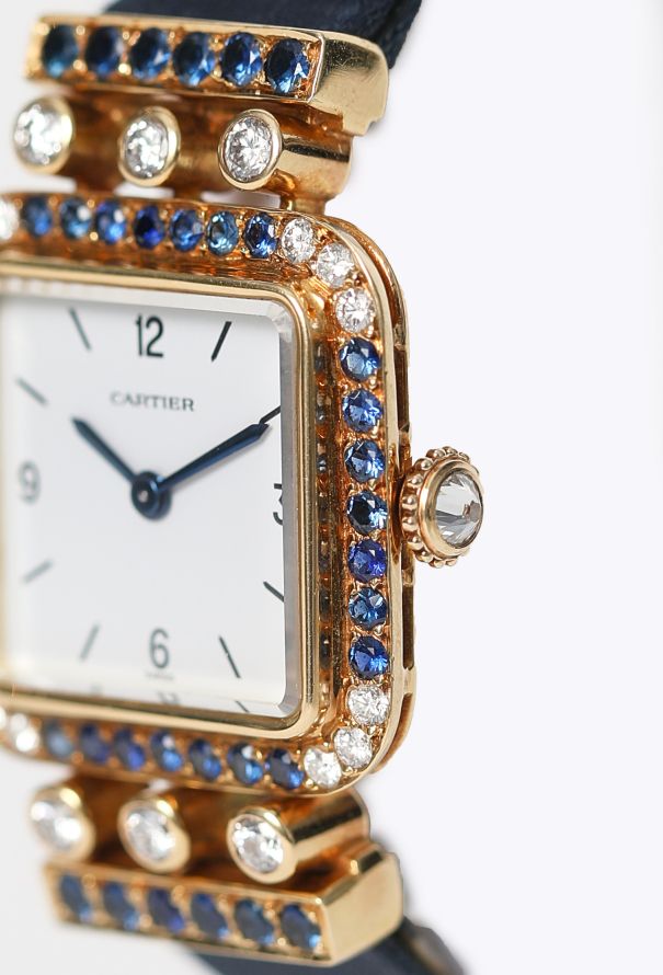 Cartier Ultra Rare 1988 Sonate Sapphires & Diamonds Watch - 5