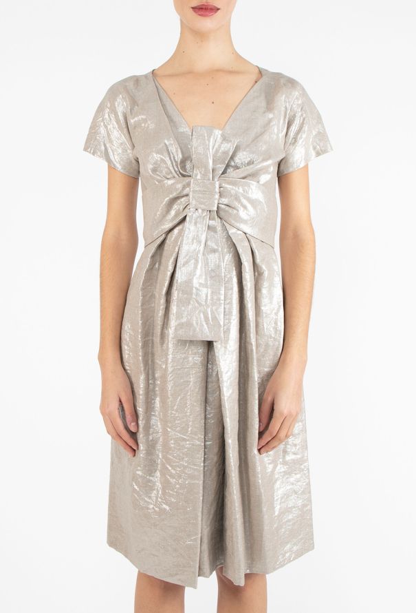 Alexander McQueen S/S 2006 'Neptune' Metallic Bow Dress - 3