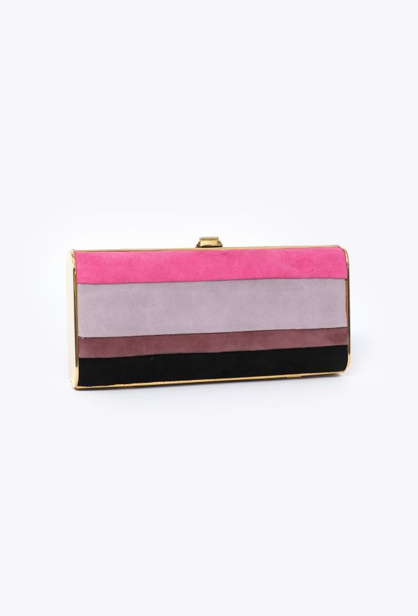 Miu Miu 2008 Striped Suede Minaudière Clutch - 4