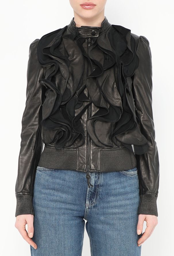 Valentino 2020 Tiered Floral Leather Jacket - 1