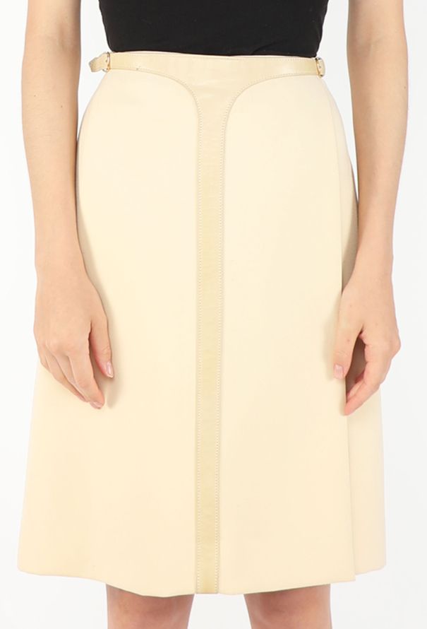 Hermès '70s Leather Trim Wrap Skirt - 2