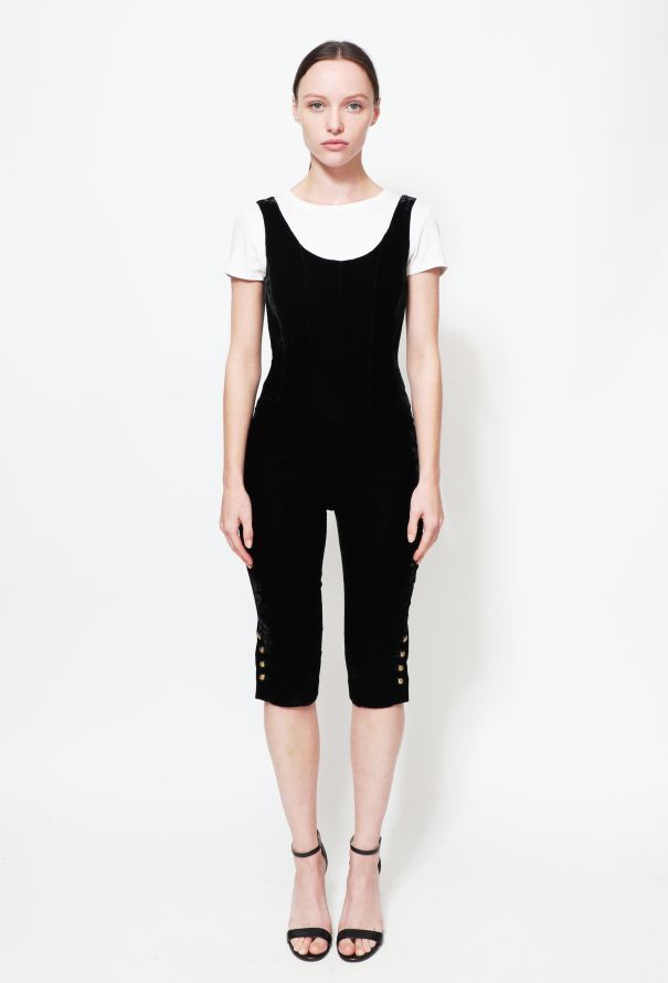 Chanel Collector F W 1994 Velvet Jumpsuit Black