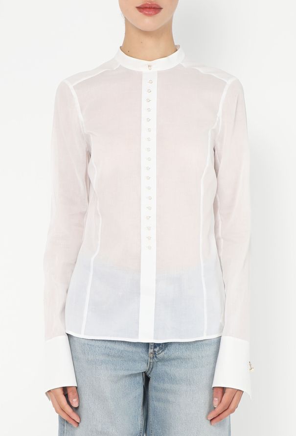 Chanel 2005 Pearl Button Voile Blouse - 3 Chanel 2005 Pearl Button Voile Blouse - 3