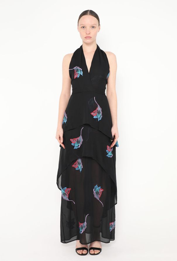 Chloé RARE 1975 Lagerfeld Embroidered Chiffon Gown - 3