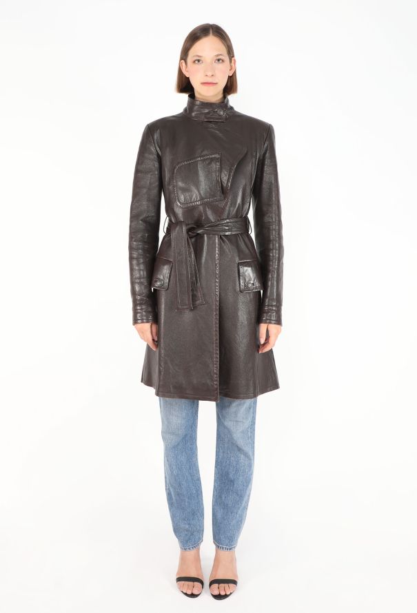 Chanel RARE F/W 1997 Notched Leather Coat - 7