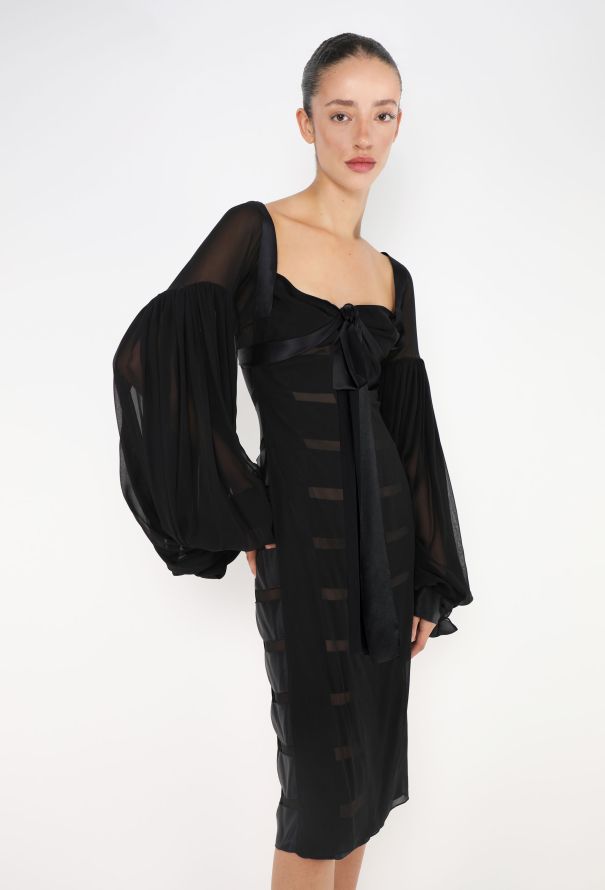 Saint Laurent ICONIC F/W 2002 Chiffon Ribbon Dress - 1
