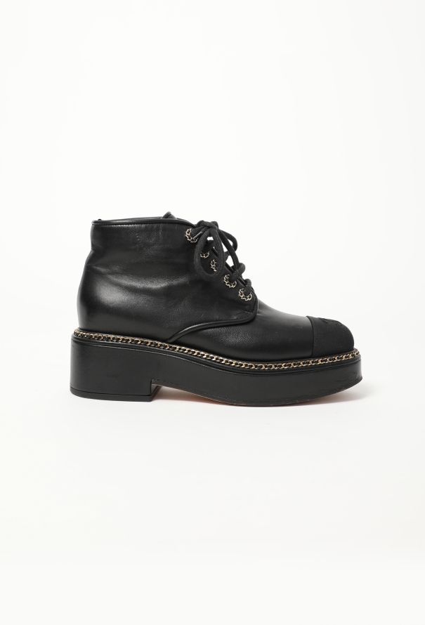 Chanel 2020 Chainlink Leather 'CC' Boots - 2 Chanel 2020 Chainlink Leather 'CC' Boots - 2