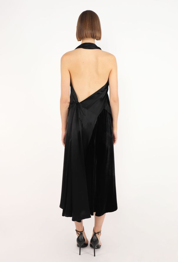 Yohji Yamamoto Open-Back Charmeuse Halter Dress - 6