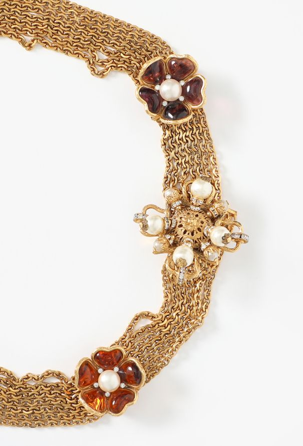 Chanel COLLECTOR S/S 1996 Gripoix Camélia Chainlink Belt - 4