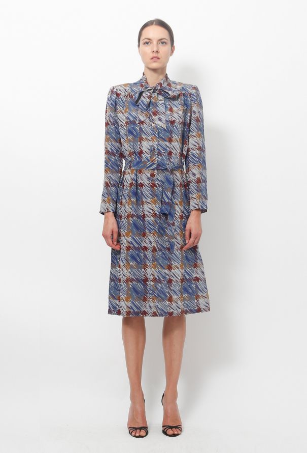 Ted Lapidus Vintage Graphic Lavallière Dress - 1