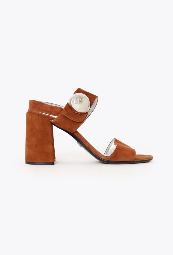 Prada Suede Dome Appliqué Sandals - 1