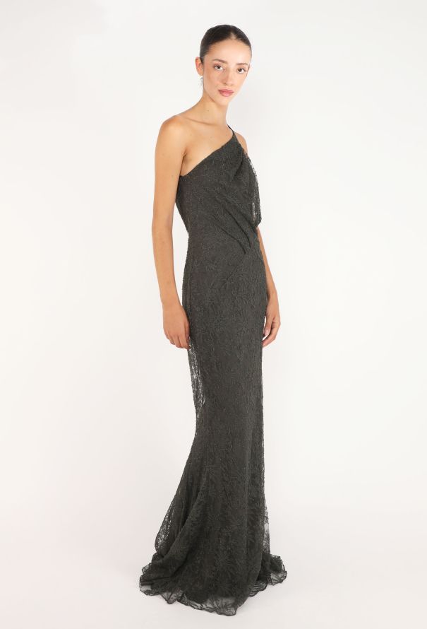 John Galliano Lace One-Shoulder Gown - 4