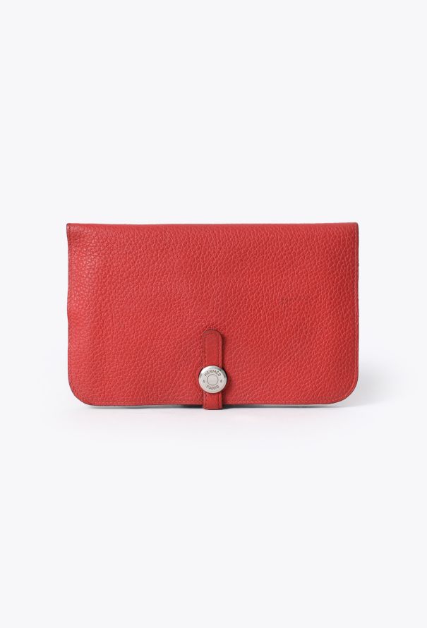 Hermès Red Taurillon Clémence Dogon GM Wallet - 1