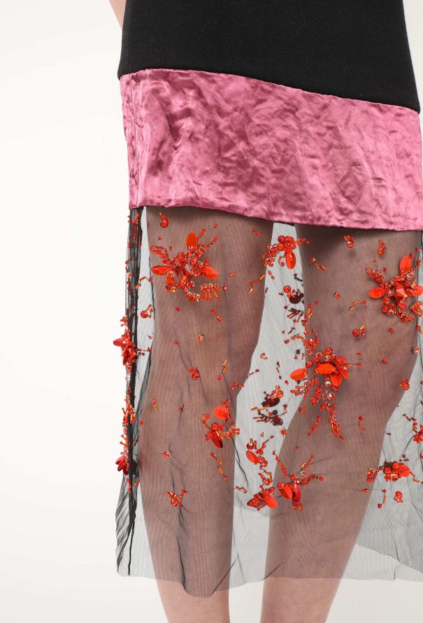 Prada F/W 2022 Embellished Net Charmeuse Skirt - 5