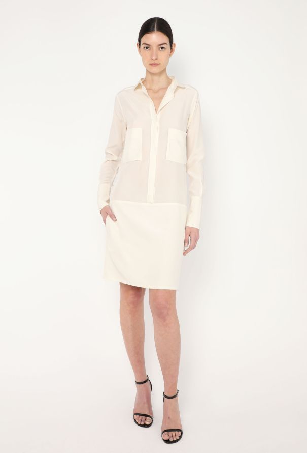 Céline Tonal Silk Shirt Dress - 1