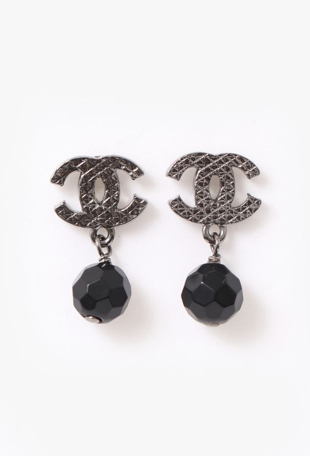Chanel 'CC' Beveled Drop Earrings - 1
