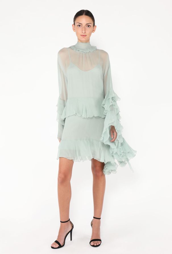 Chloé F/W 2024 Ruffled Chiffon Dress - 4