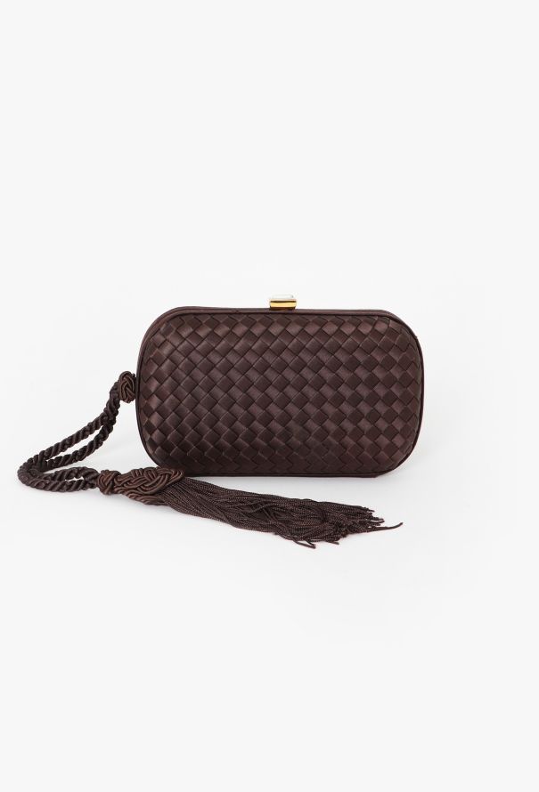 Bottega Veneta Brown Satin Intrecciato Clutch - 1
