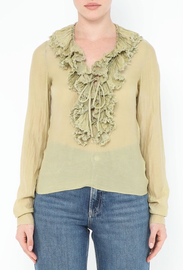 Gucci 2002 Frayed Ruffle Blouse - 1