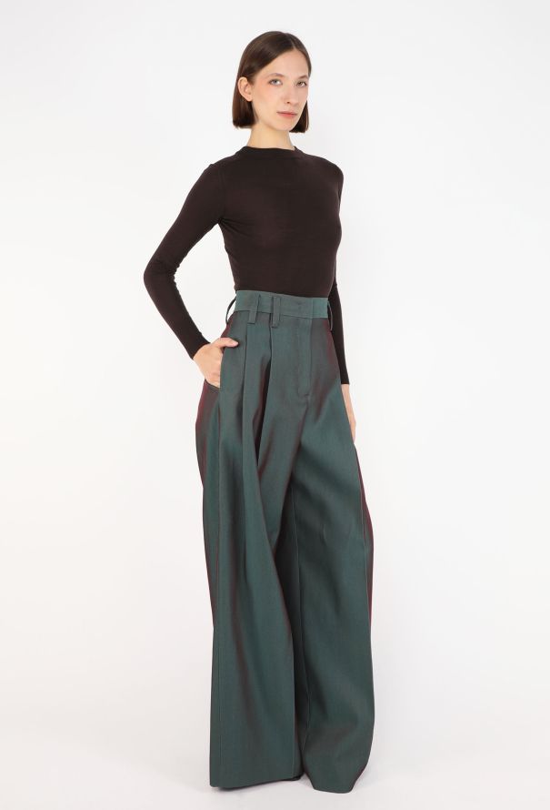 Jil Sander Metallic Pleated Wide-Leg Trousers, 2025 - 4