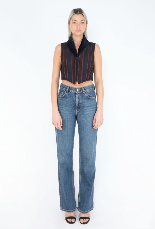 Romeo Gigli 1993 Striped Velvet Shawl Vest - 2