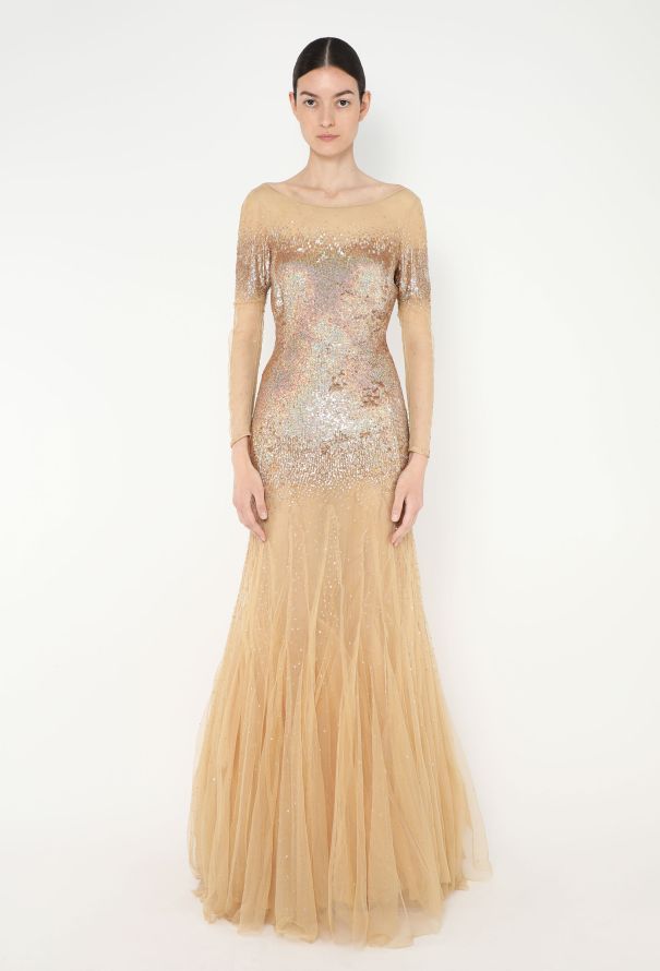 '90s Gradient Sequin Tulle Gown - 1