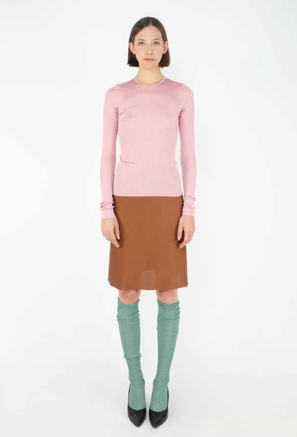 Miu Miu F/W 2025 Ribbed Knit Silk Skirt - 7