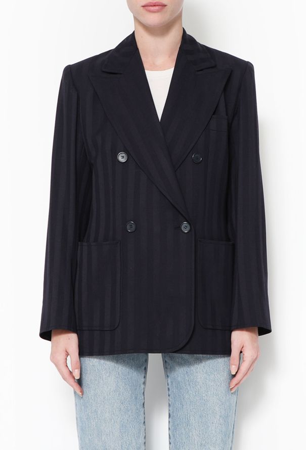 Saint Laurent Vintage Striped Twill Blazer - 1