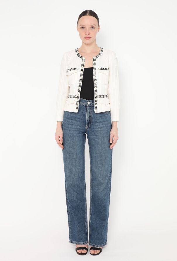 Chanel S/S 2003 Embellished Trim Tweed Jacket - 3