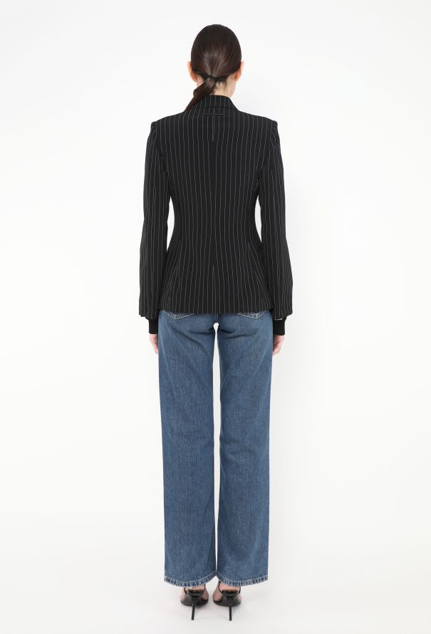 Jean Paul Gaultier Pinstripe Graphic Cuff Blazer - 5