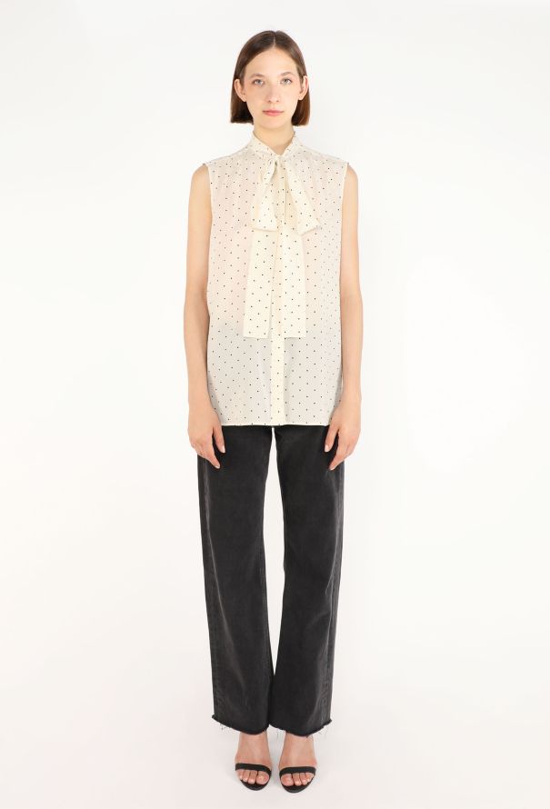 Céline Polka Dot Silk Lavallière Blouse - 4