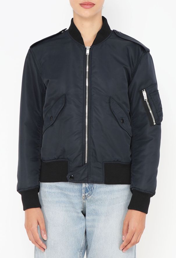 Saint Laurent F/W 2015 Navy Bomber Jacket - 5