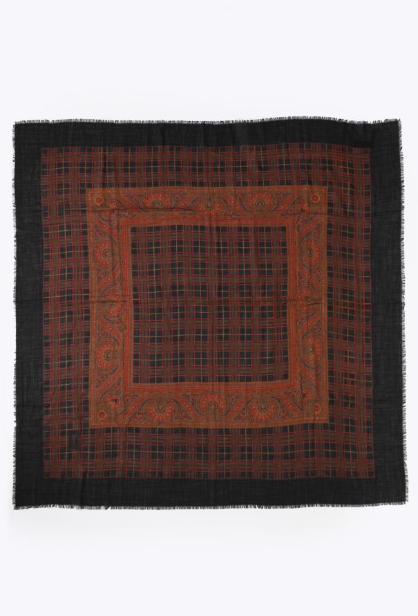 Saint Laurent '70s Russian Paisley Plaid Scarf - 1
