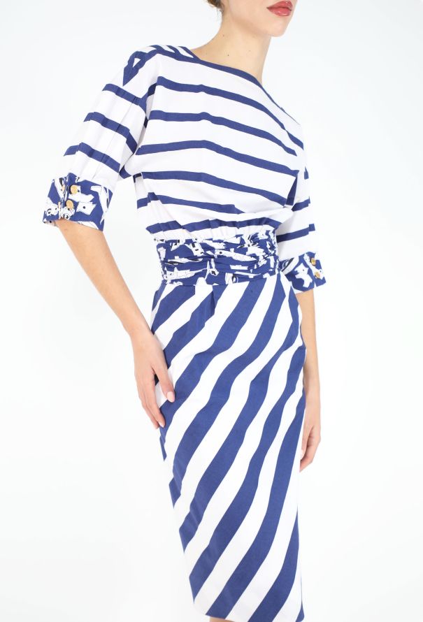 Chanel Late '80s Cinched Marinière Dress - 4