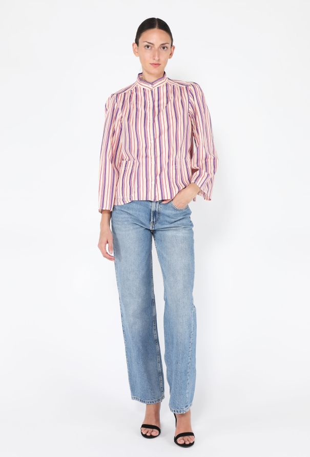 Oscar De La Renta Striped Cotton Blouse, 1970s - 3