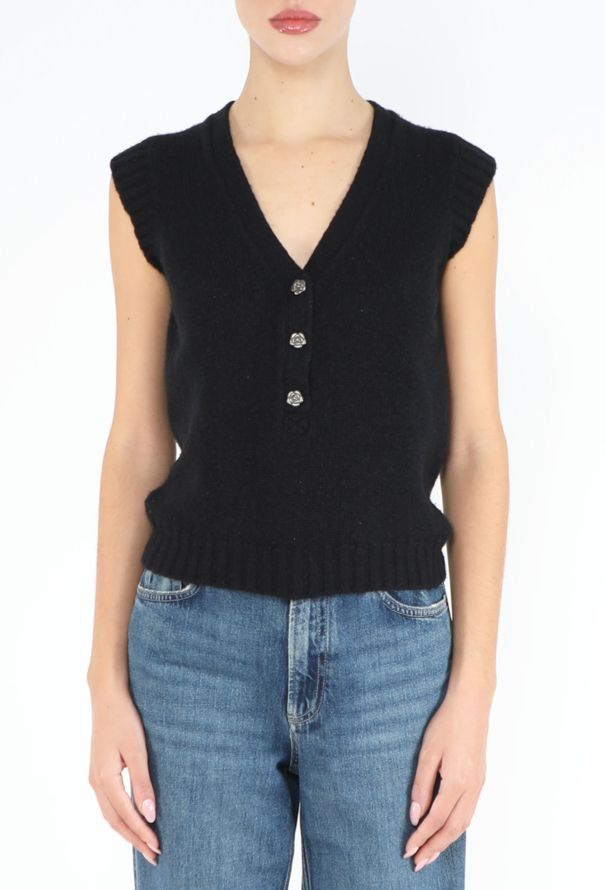 Chanel Cashmere Knit Camélia Vest - 1