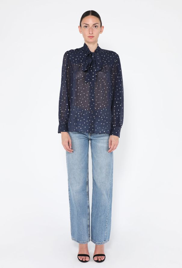 Chloé Spotted Silk Lavallière Blouse, 2025 - 2