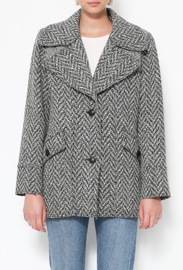 Chanel Wool Chevron 'CC' Jacket - 2 Chanel Wool Chevron 'CC' Jacket - 2