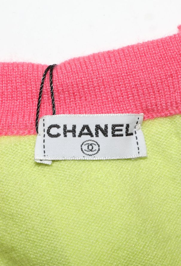 Chanel Neon Cashmere Cardigan Set, Resort 1995 - 10