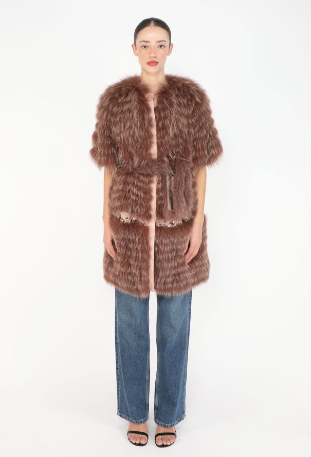 Dior Fox Fur Embellished Belted Coat - 1