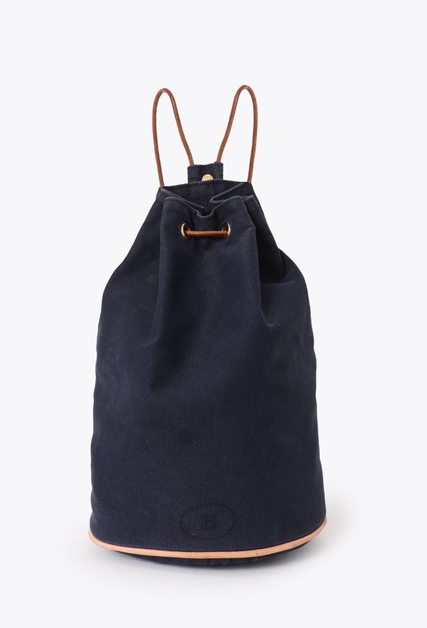 Hermès Navy Canvas Polochon Backpack - 1