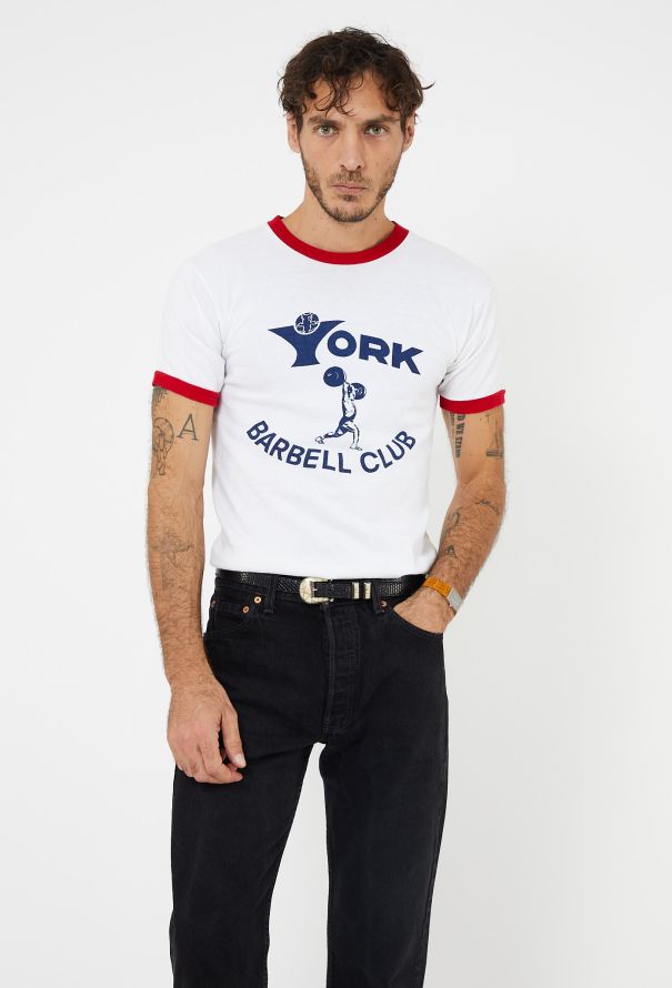 Men's Vintage '70s Champion Barbell Club Ringer T-Shirt - 1